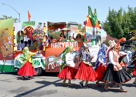 Fremont, CA - Aug 20, 2023: Participants in the 31st annual FOG Festival Parade. An annual...