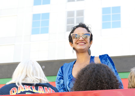 Oakland, CA - Sept 10, 2023: Participants at the Oakland Gay Pride Parade on Broadway, downtown Oakland. Fuel the Power of Pride. Oakland city council member Janna Ramachandran.のeditorial素材