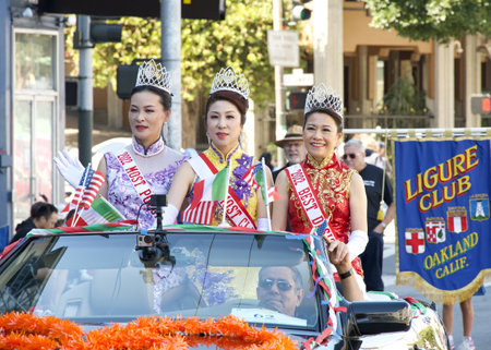 San Francisco, CA - Oct 8, 2023: Participants in the 155th annual Italian Heritage Parade,  celebrating the accomplishments and culture of all Italian Americans.のeditorial素材