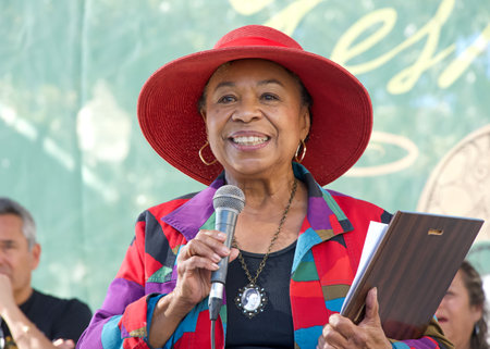 Fruitvale, CA - Oct 29, 2023: Congresswoman Barbara Lee at the  annual Dia de los Muertos, or Day of the Dead festival. One of the most popular holidays celebrated in Mexico.のeditorial素材