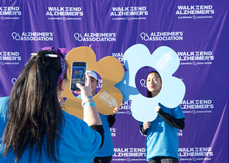 San Francisco, CA - Nov 4, 2023: Participants at the rally for the annual walk to end Alzheimers,...
