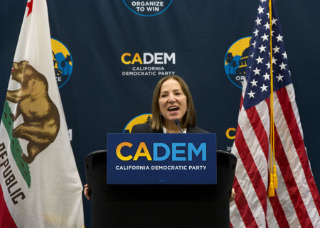 Sacramento, CA - Nov 17, 2023: Lieutenant Governor Eleni Kounalakis speaking at the Welcome...