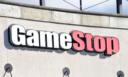 Fruitvale, CA - Jan 29, 2021: Store front of GameStop, close up on sign.