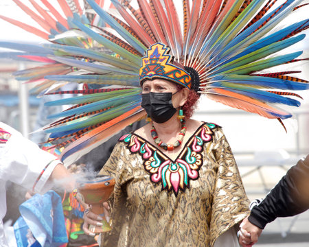 San Francisco, CA - May 29, 2021: Unidentified participants at Carnaval Festival in the Mission...