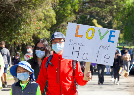 Berkeley, CA - Mar 28, 2021: Unidentified participants at Asian American Pacific Islander Youth...