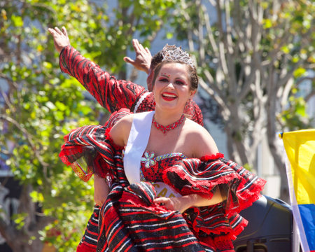 San Francisco, CA - May 29, 2022: Unidentified participants in the 44th annual Carnaval Grand parade in the Mission District, this years theme, Colores de Amor â Inclusivity, Family and Community.のeditorial素材