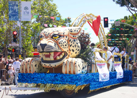 San Francisco, CA - May 29, 2022: Unidentified participants in the 44th annual Carnaval Grand parade...