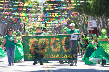 San Francisco, CA - May 29, 2022: Unidentified participants in the 44th annual Carnaval Grand parade...