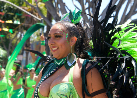 San Francisco, CA - May 29, 2022: Unidentified participants in the 44th annual Carnaval Grand parade in the Mission District, this years theme, Colores de Amor â Inclusivity, Family and Community.のeditorial素材
