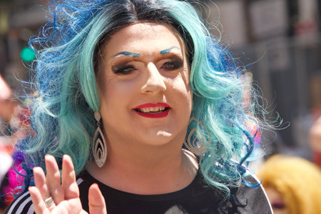 San Francisco, CA - June 26, 2022: Unidentified participants celebrate at the San Francisco Gay Pride Parade Parade. This years theme, Love will keep us together.のeditorial素材