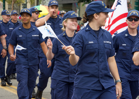 Alameda, CA - July 4, 2022: Participants in the Alameda 4th of July Parade, one of the largest and...