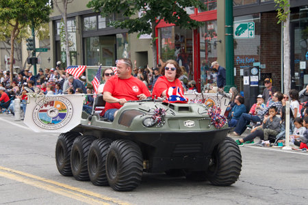 Alameda, CA - July 4, 2022: Participants in the Alameda 4th of July Parade, one of the largest and...