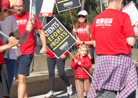 Oakland, CA - August 22, 2022:  Mental Health Care workers protesting outside Kaiser Medical Center...