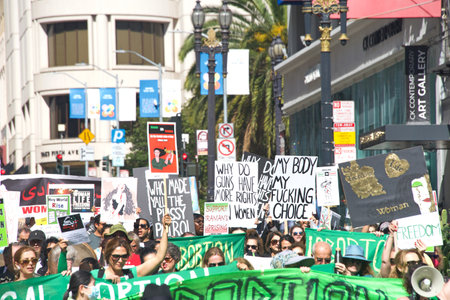 San Francisco, CA - Oct 8, 2022: Participants in Rise up for Abortion BayArea organized Women's...