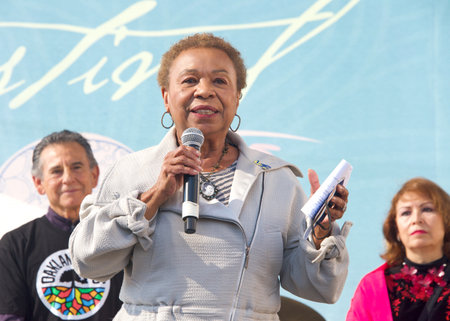 Fruitvale, CA - Oct 30, 2022: Congresswoman Barbara Lee at the  annual Dia de los Muertos, or Day of the Dead festival.Â One of the most popular holidays celebrated in Mexico.のeditorial素材