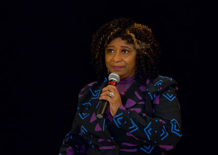 Oakland, CA - Jan 13, 2024: DA Pamela Price speaking to community members at the Asian Cultural Center about Unity in Resilience. Shared bond is more powerful than any differences that divide them.のeditorial素材