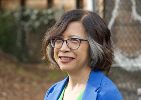 Oakland, CA - Jan 27, 2024: Nikki Fortunato Bas speaking to supporters at her campaign kick off event prior to canvassing, promoting her for Alameda County District 5 Supervisor.のeditorial素材