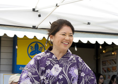 San Francisco, CA - April 21, 2024: Unidentifed participants in the 57th annual Cherry Blossom Festival.のeditorial素材