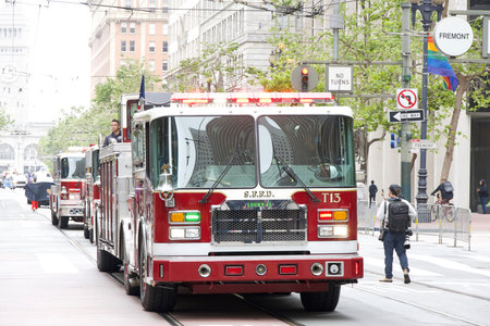 San Francisco, CA - June 8, 2024: Unidentified  participants in the 2nd annual Juneteenth Parade up Market street.のeditorial素材