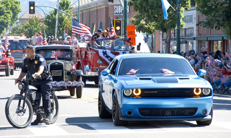 Alameda, CA - July 4, 2023: Participants in the Alameda 4th of July Parade, one of the largest and longest Independence Day parade in the nation.のeditorial素材