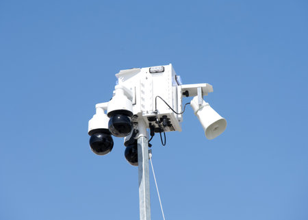 San Francisco, CA - Sept 16, 2024: Close up on a Live View Technology, or LVT, camera revealed at a Press Conference on technology to continue improving public safety in San Francisco.のeditorial素材