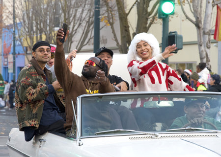 Vallejo, CA - Dec 07, 2024: Participants in the 15th annual Mad Hatter Parade. Californiaâ€™s...