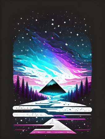 Mountains in the night sky. vector illustration. AI generatedの素材