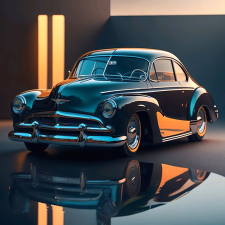 Classic car on a background. vintage car. AI generatedの素材
