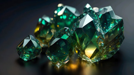 Gemstones on a black background. 3d rendering, 3d illustration. AI generatedの素材