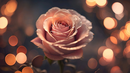 beautiful pink rose on bokeh background, close up, ai generatedの素材