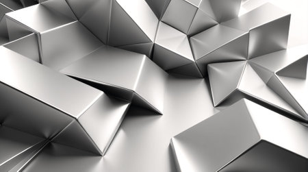 Abstract 3d rendering of chaotic metal surface. Futuristic background with polygonal shape.の素材