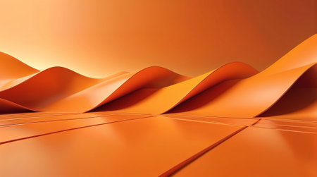 Abstract orange background with curved lines. 3d render. Futuristic design.の素材