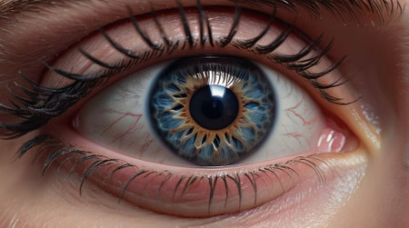 Close-up of human eye with beautiful blue iris. 3D renderingの素材