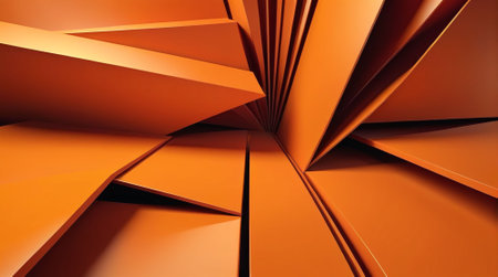 3d rendering of abstract geometric shape in orange color. Modern background design.の素材