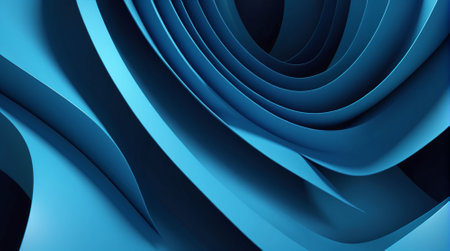 Blue abstract background with curved lines. 3d rendering, 3d illustration.の素材