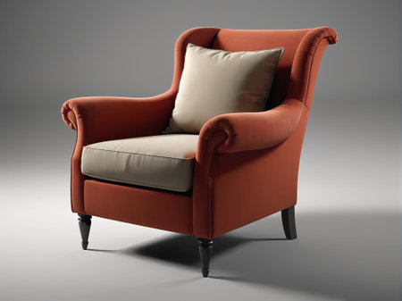 Classic armchair with pillows on gray background. 3d renderの素材