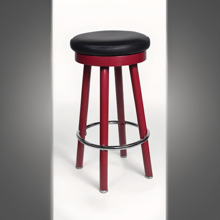 Red bar stool with black legs on a white background. 3d renderの素材
