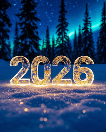 the background of winter forest and snowflakesの素材