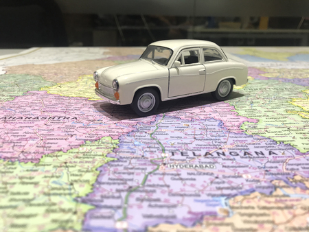 Concept of travel across India through carの写真素材