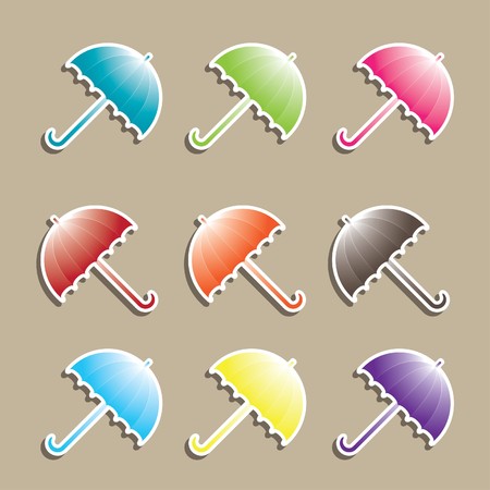 Set of colorful Umbrellas. Vector illustrationのイラスト素材