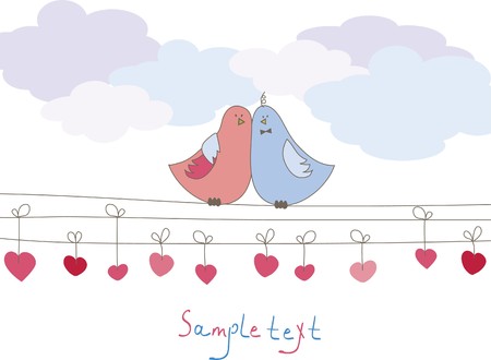 Romantic card with birds. Vector illustrationのイラスト素材