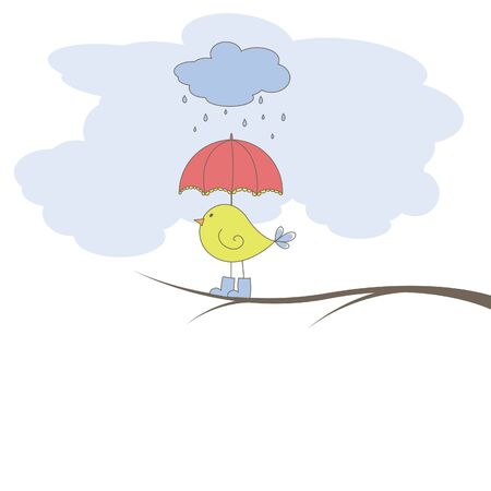 Romantic card with bird. Vector illustrationのイラスト素材