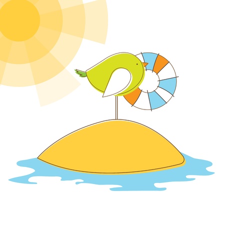 Bird in island. Vector Illuatrationのイラスト素材
