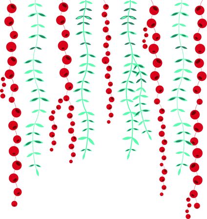 Simple background with leaf, grass and berryのイラスト素材