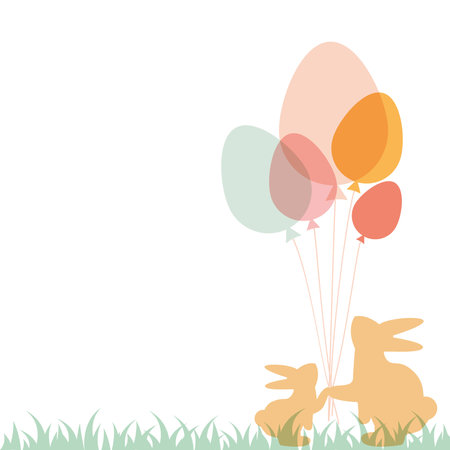 Easter bunnies rabbit greeting card. Easter bunnies. Vector illustrationのイラスト素材