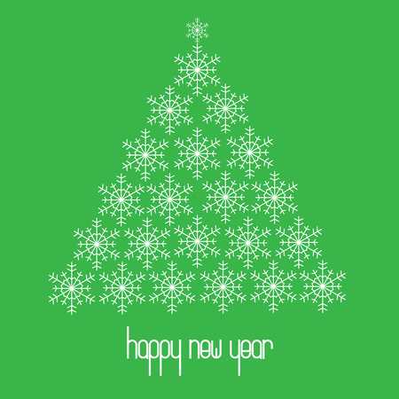 Christmas tree shaped from snowflakes. Happy New Year. Vector illustration.のイラスト素材
