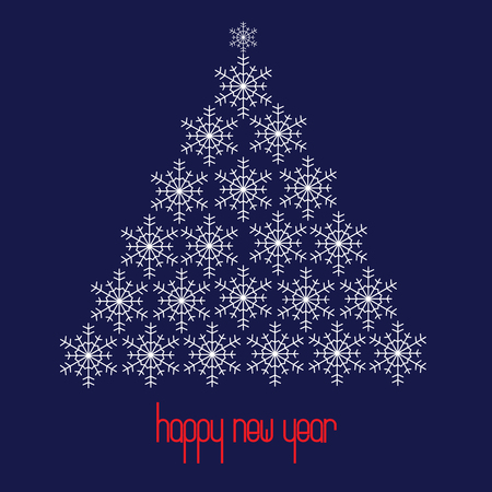 Christmas tree shaped from snowflakes. Happy New Year. Vector illustration.のイラスト素材