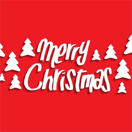 Merry Christmas card with trees. Vector illustration.のイラスト素材