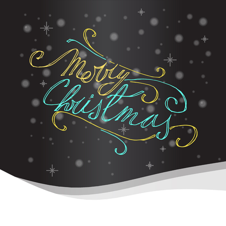 Merry Christmas. Dark gray background with Christmas lettering. Vector illustration.のイラスト素材