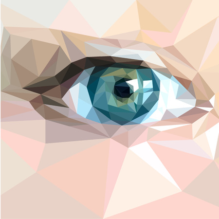 Low poly polygon blue eye. Abstract vector illustration.のイラスト素材